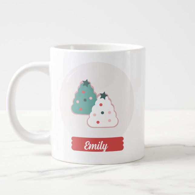 Snowglobe Christmas Tree Cookies  Large Coffee Mug (Left)