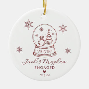 Snowglobe Diamond Engagement Ring Winter Custom Ceramic Ornament