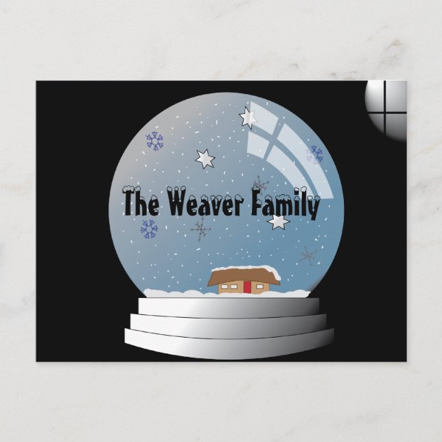 Snowglobe Illustration Personalised Postcard (Front)