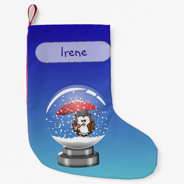 snowglobe owl Christmas stocking (Front)