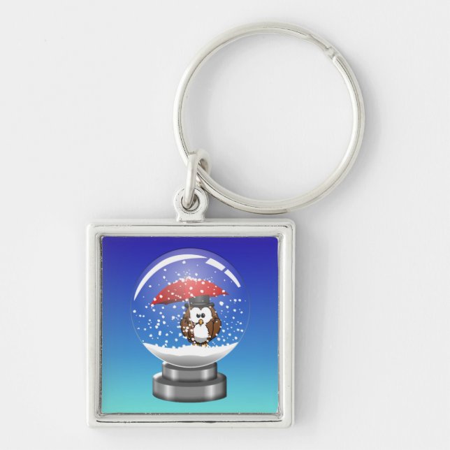 snowglobe owl key ring (Front)