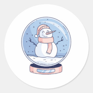 SNOWGLOBE SNOWMAN CLASSIC ROUND STICKER
