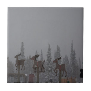 Snowing Blizzard Snow Snowflake Frozen Ice Santa Ceramic Tile