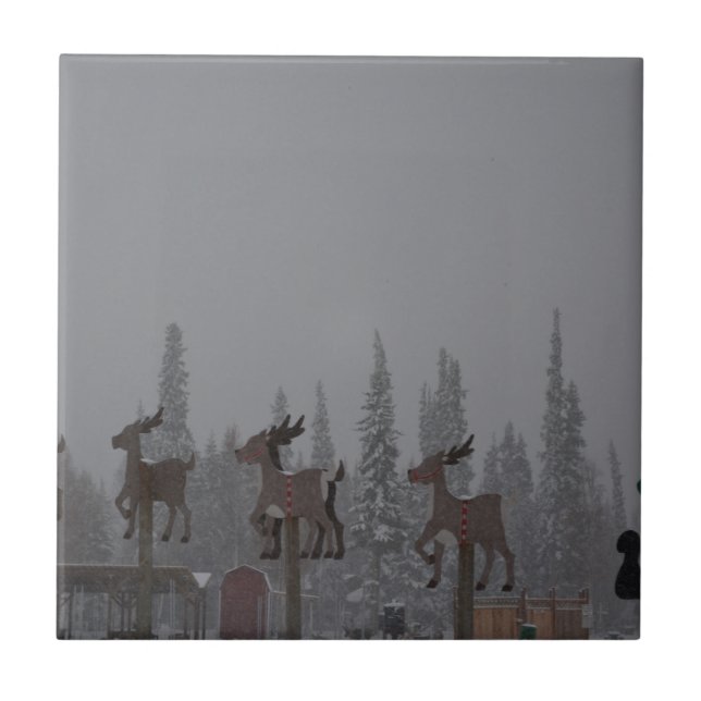 Snowing Blizzard Snow Snowflake Frozen Ice Santa Ceramic Tile (Front)