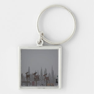 Snowing Blizzard Snow Snowflake Frozen Ice Santa Key Ring