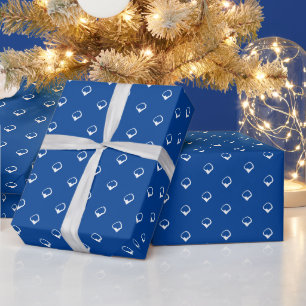 Snowing - White Snowflakes blue Winter gift Wrapping Paper