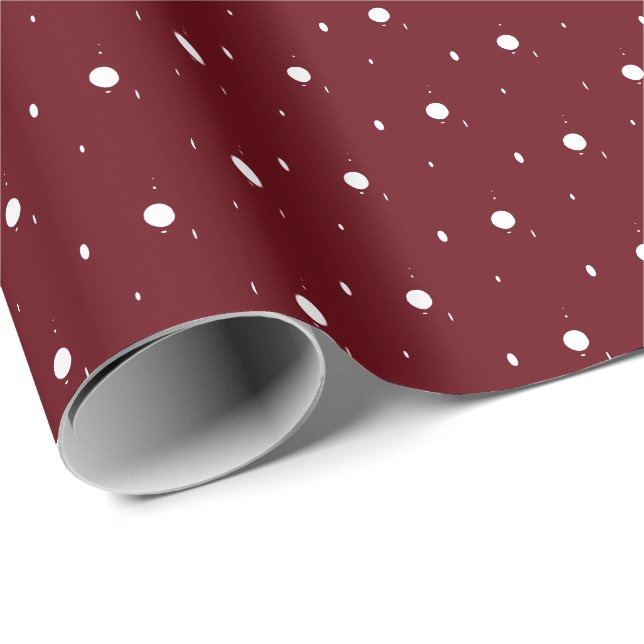 Snowing, White Snowflakes, burgundy Winter Wrapping Paper (Roll Corner)