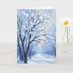 Snowkissed Forest   Winter Watercolor Painting Card