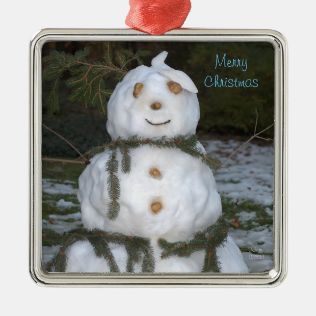 Snowlady Seashell Christmas Metal Ornament (Front)
