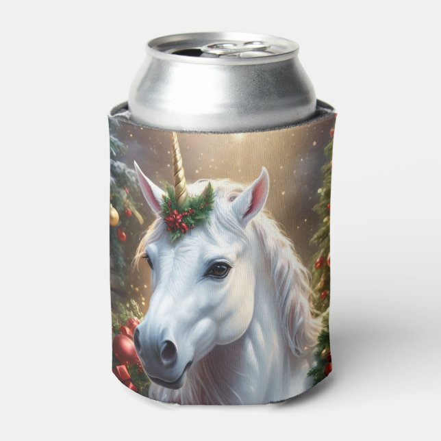 Snowlight: The Enchanted Christmas Unicorn Can Cooler (Can Front)