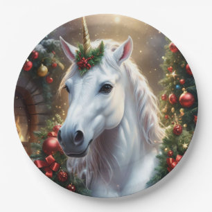 Snowlight: The Enchanted Christmas Unicorn Paper Plate