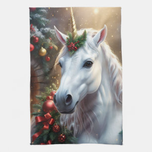 Snowlight: The Enchanted Christmas Unicorn Tea Towel