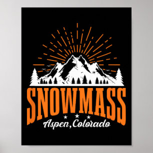 Snowm Aspen Colorado Ski Mountain Skiing Snowboard Poster