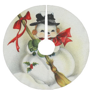Snowman 001 brushed polyester tree skirt