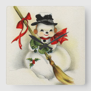 Snowman 001 square wall clock