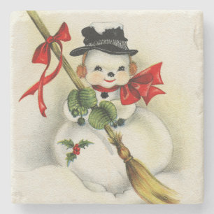 Snowman 001 stone coaster