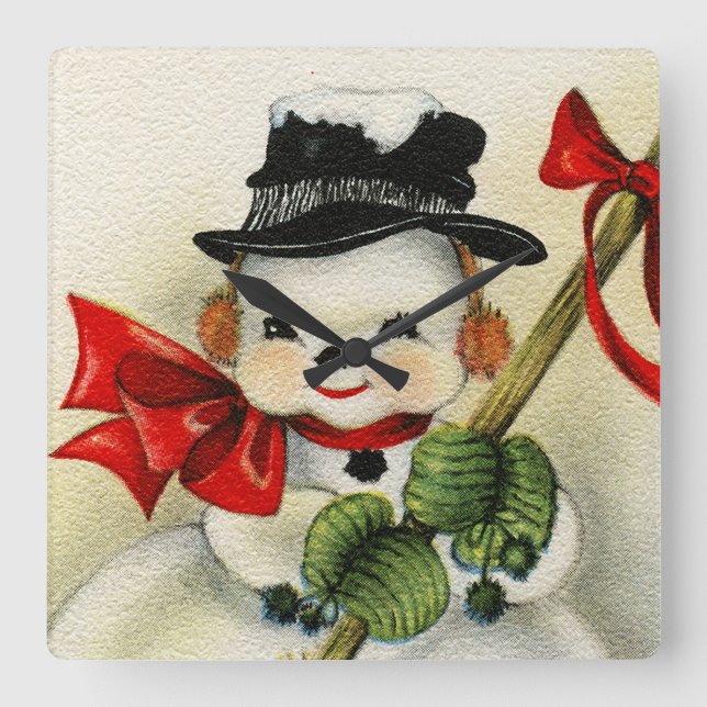 Snowman 004 square wall clock (Front)
