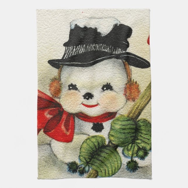 Snowman 004 tea towel (Vertical)