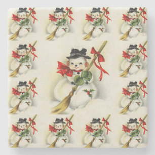 Snowman 009 stone coaster