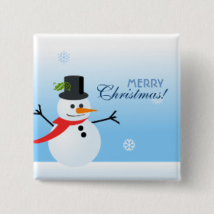 Snowman 15 Cm Square Badge