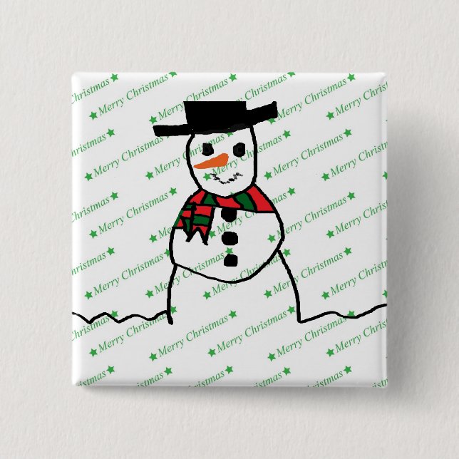 Snowman 15 Cm Square Badge (Front)