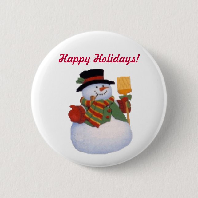 Snowman 6 Cm Round Badge (Front)