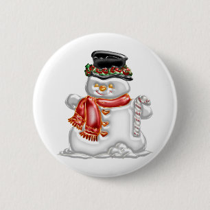 Snowman 6 Cm Round Badge