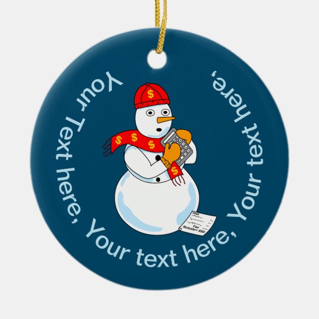Snowman Accountant Ceramic Ornament (Front)