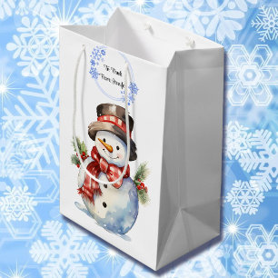 Snowman Add Names Cute Christmas Medium Gift Bag