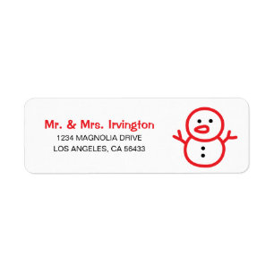 Snowman Address Return Address Label