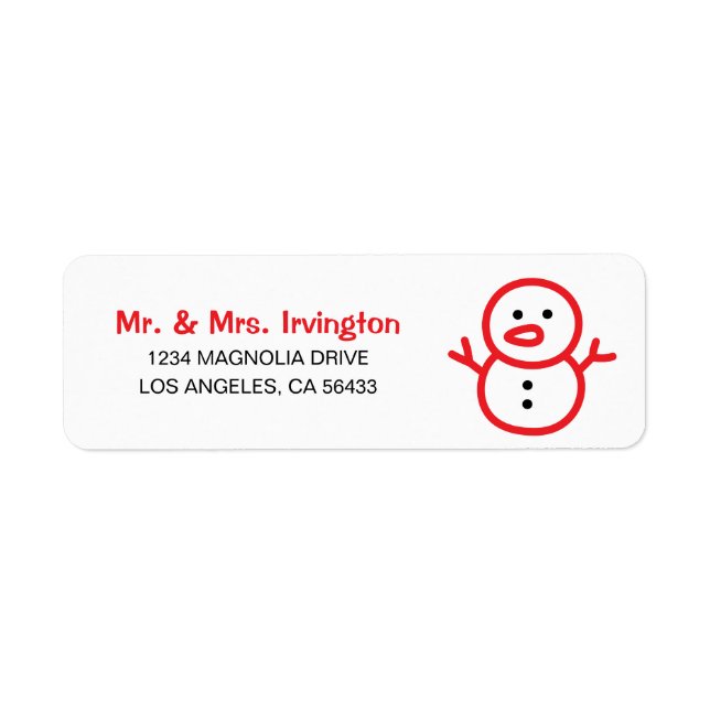 Snowman Address Return Address Label (Front)