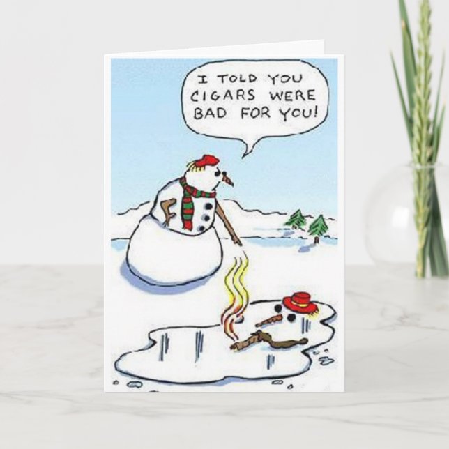 Snowman after Cigar Holiday Card (Front)