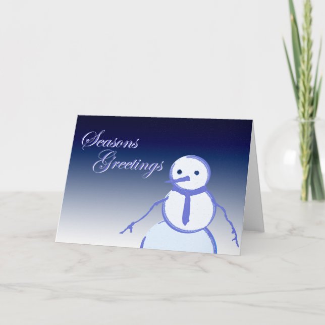 snowman. all blue. holiday card (Front)