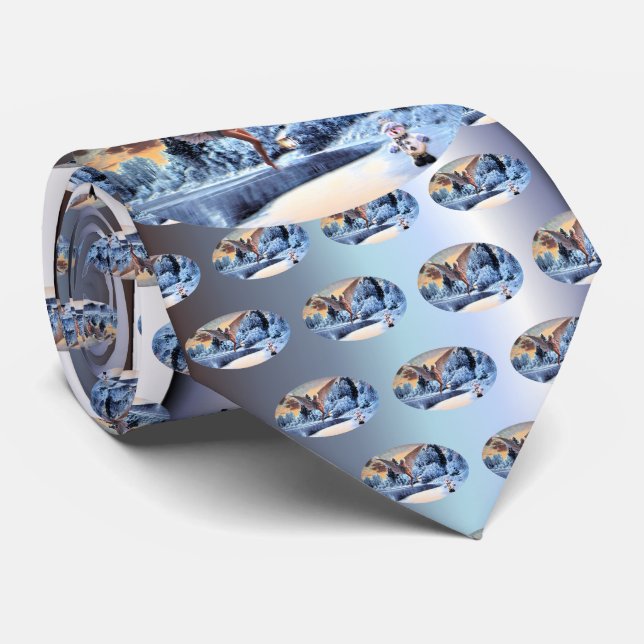 Snowman and Angel Fantasy Tie (Rolled)