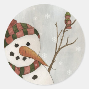 Snowman and Bird Sticker