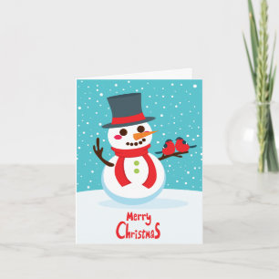 Snowman and Birds Holiday Card