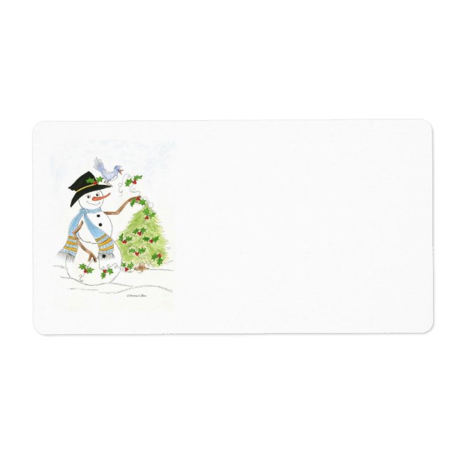 Snowman  and Bluebird Address Label (Front)