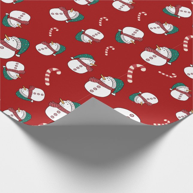 Snowman and Candy Canes Christmas Wrapping Paper (Corner)