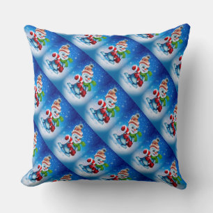 Snowman and Candy Canes Cushion