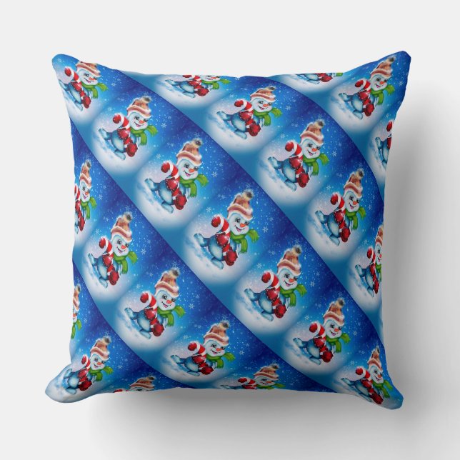 Snowman and Candy Canes Cushion (Front)