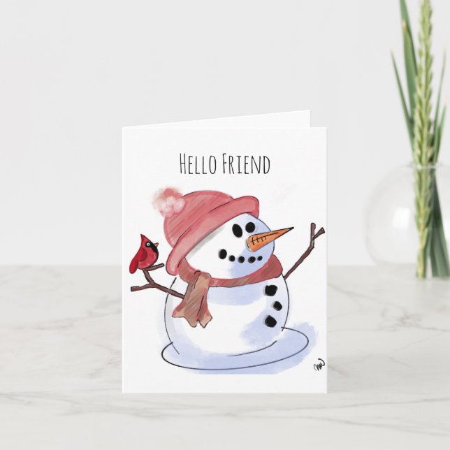 Snowman and cardinal card (Front)