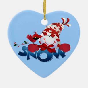 Snowman and Cardinal  Keepsake Ornament