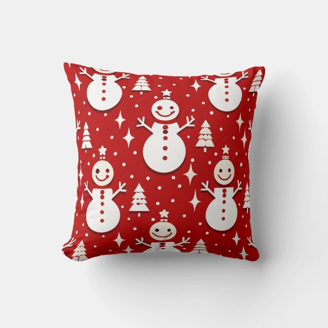  Snowman and Christmas tree for Cosy Winter vibes Cushion (Front)