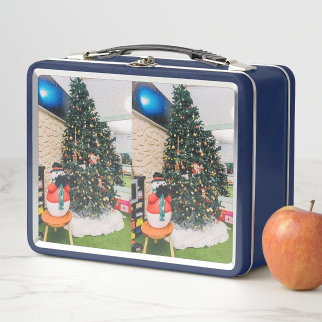 Snowman and Christmas tree Metal Lunch Box (In Situ)
