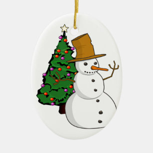 Snowman and Christmas Tree Ornament