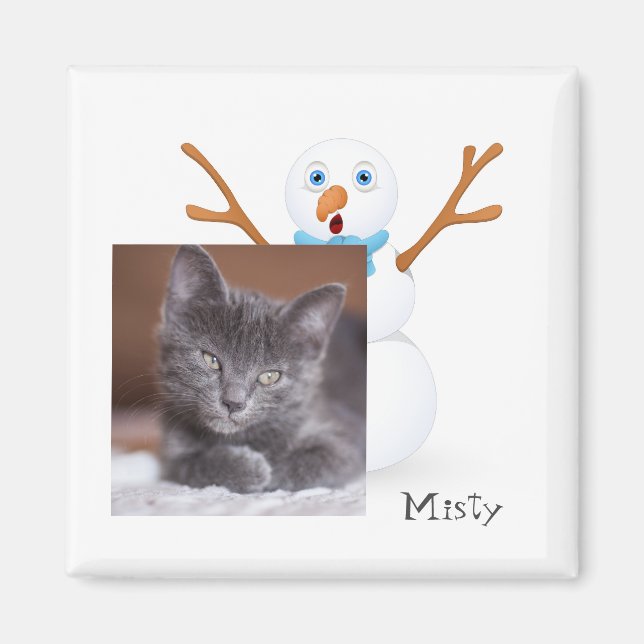 Snowman and Customisable Kitty Magnet (Front)