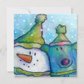 Snowman and Dog Flat Holiday Card
