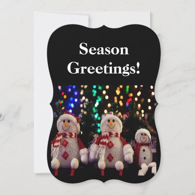 Snowman and Family Ornaments on Tree Flat Card (Front)