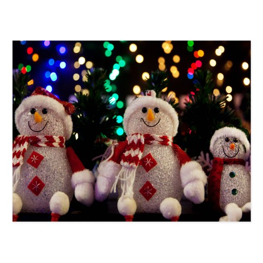 Snowman and Family ornaments on Tree Postcard