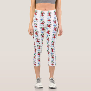 Snowman and Girl Dance Christmas Capri Leggings